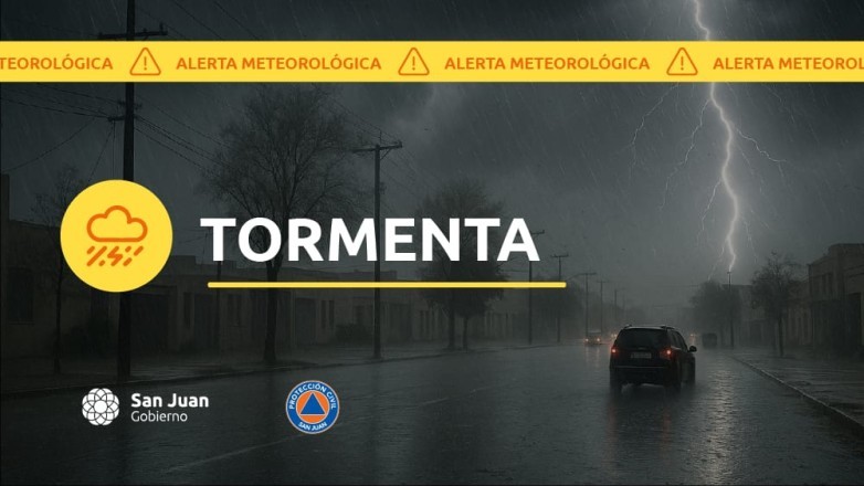 Alerta Amarilla en San Juan: Tormentas intensas, granizo y r&aacute;fagas de 75 km/h para este lunes y martes