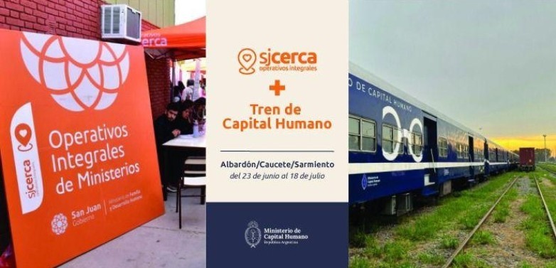 SERVICIOS INTEGRALES EN MOVIMIENTO:  El Tren de Capital Humano llega a San Juan y se suma al operativo San Juan Cerca