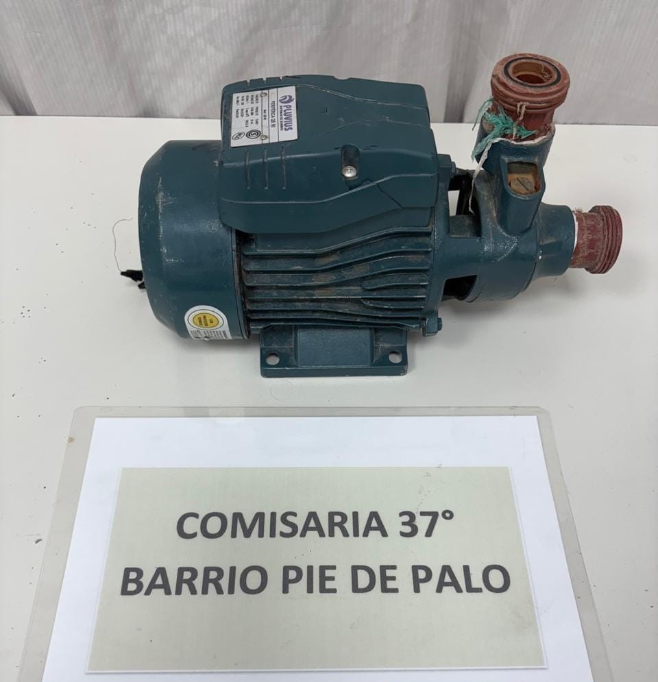 🚔 COMISARÍA 37° - Una bomba de agua fue secuestrada en Barrio Pie de Palo, Caucete