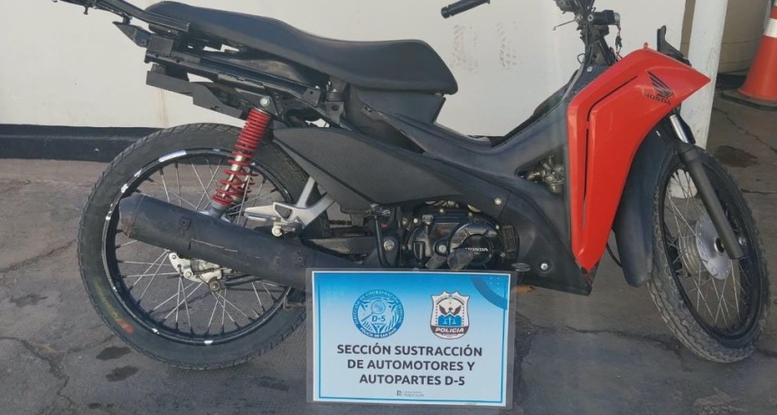 SECCI&Oacute;N SUSTRACCI&Oacute;N AUTOMOTORES Y AUTOPARTES - Recuperaron una moto robada en Carpinter&iacute;a
