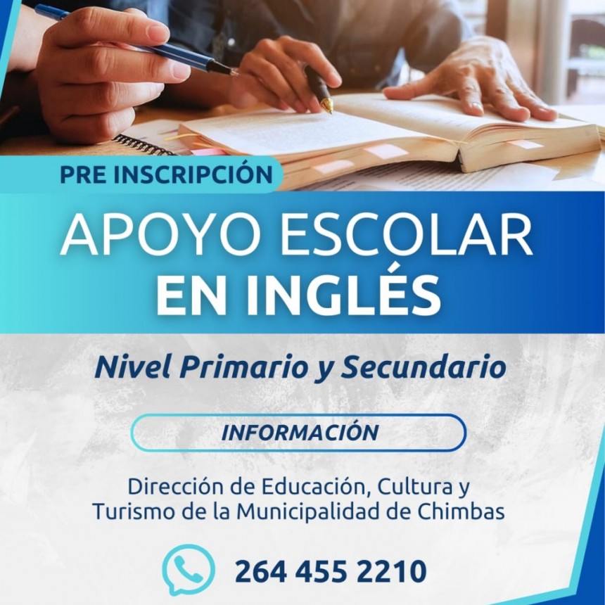 La Dirección de Educación de Chimbas Lanza Apoyo Escolar en Inglés GRATUITO