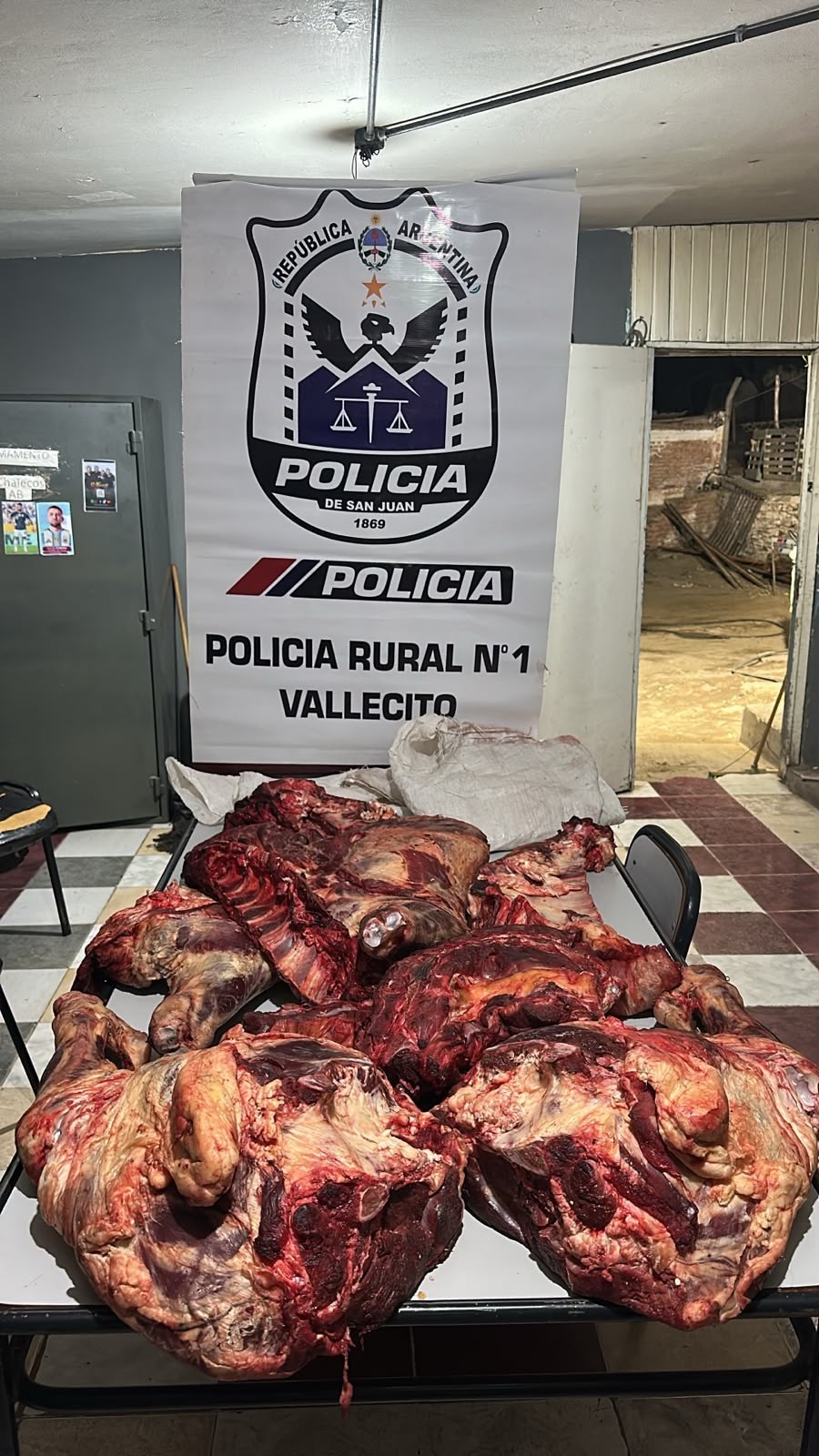 Decomisan 80 kilos de carne clandestina en el control de Vallecito: la llevaban en el asiento trasero de un auto